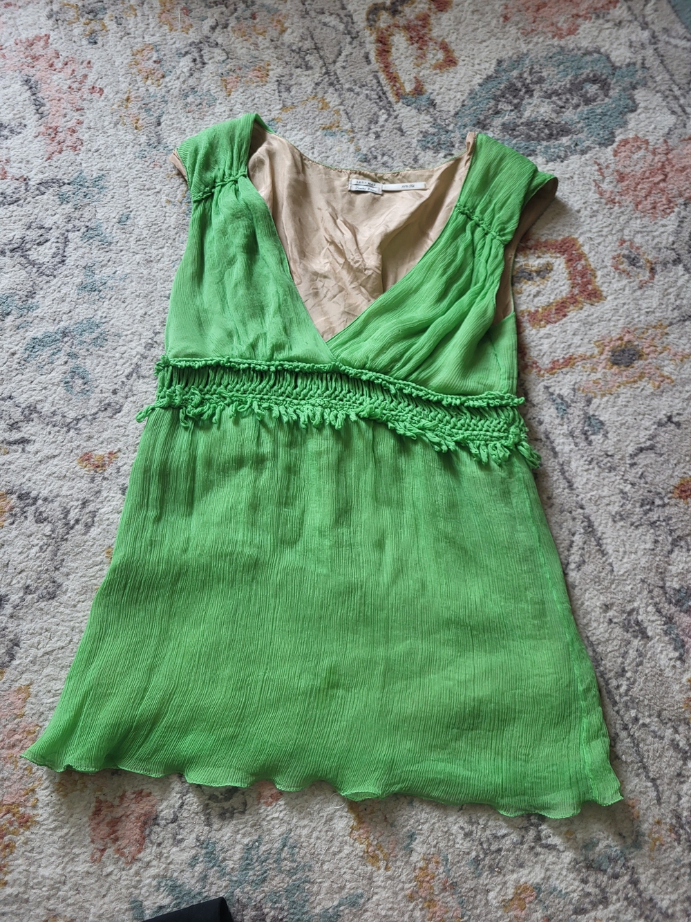 Vintage 90s Limited Edition kelly Green Leon Max 100% Silk Tank Top Blouse